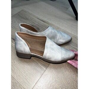 J. Adams Pismo Pointed Toe Loafers Women's 7 Beige Open Side Casual Vegan Shoes